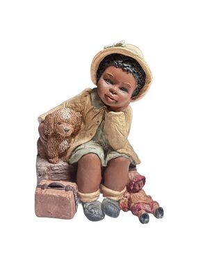Martha Holcombe ~ 1983 ~ #22 HOPE God Is Love Travel Girl Puppy ~ Brown Figurine